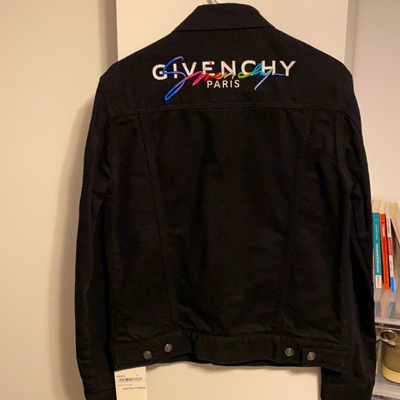 Givenchy Demin Black Jacket with multicolor “Givenchy” in the back - Picture 1 of 2